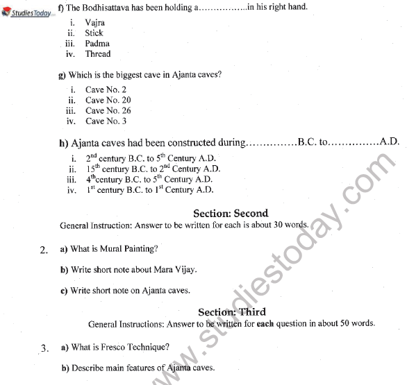 CBSE Class 11 Sculpture Question Paper Set B